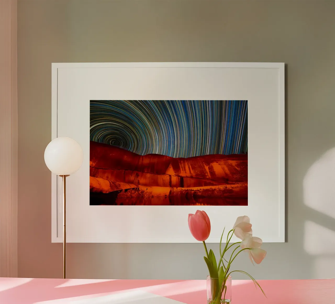 star-trails night-sky poster with wooden frame by Earthly Visions