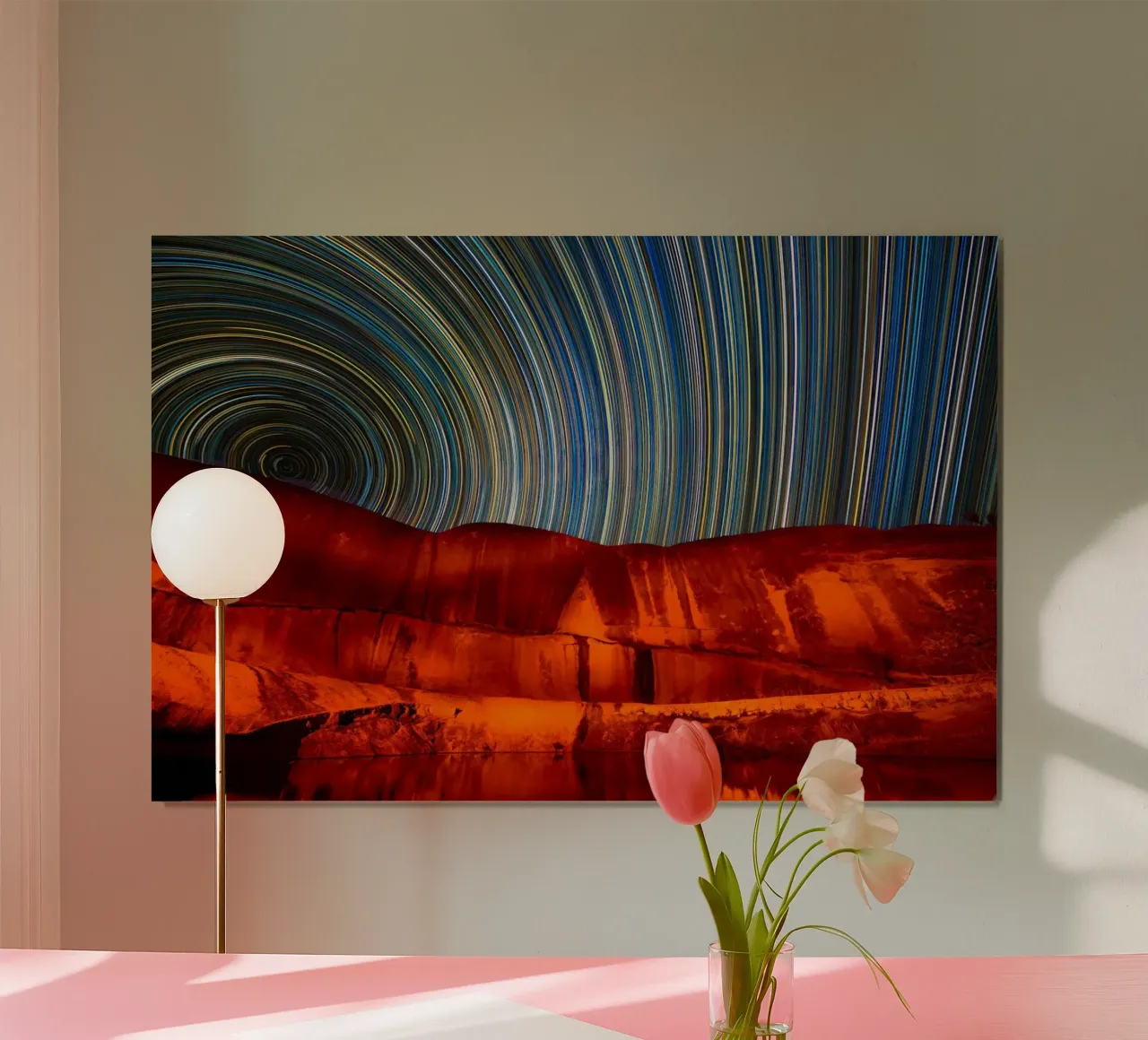 star-trails night-sky poster with wooden frame by Earthly Visions