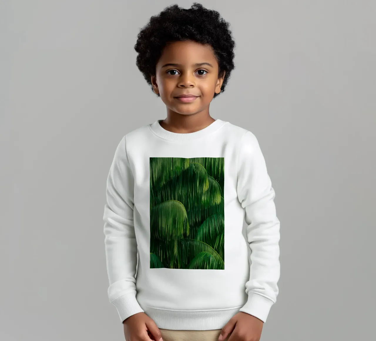 palm leaves tropical foliage kids sweatshirt by Earthly Visions
