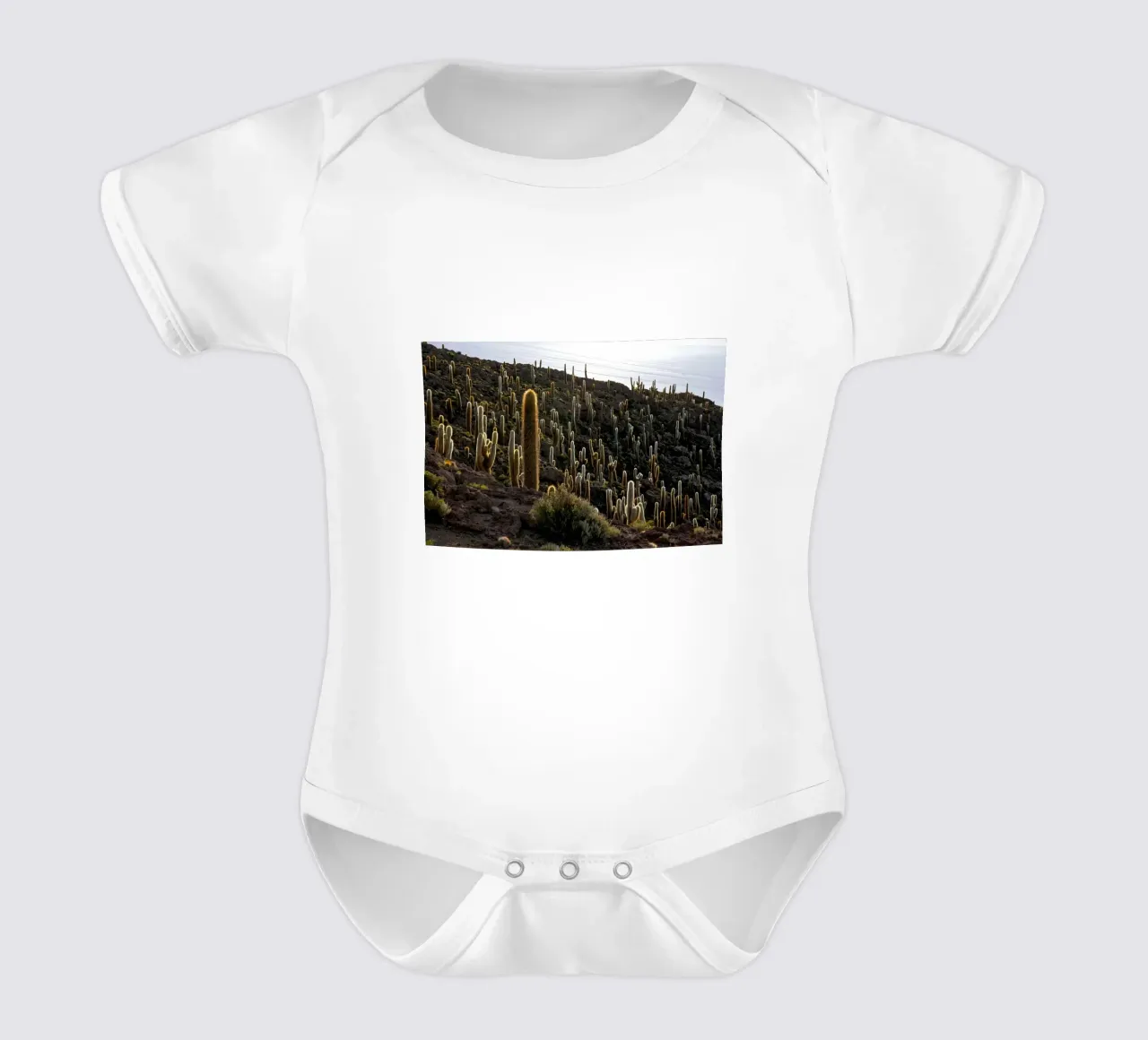 cactus desert short-sleeve baby romper by Earthly Visions