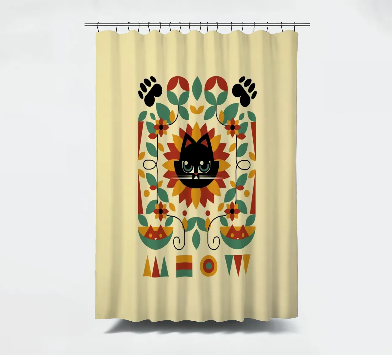 Bauhaus Spring Cat Sunflower rideau de douche de Tobe Fonseca