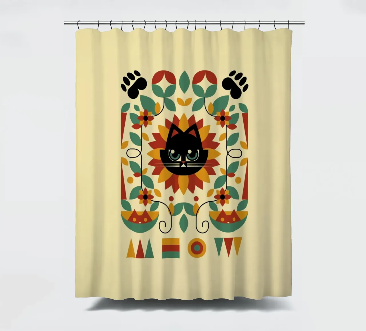 Bauhaus Spring Cat Sunflower rideau de douche de Tobe Fonseca