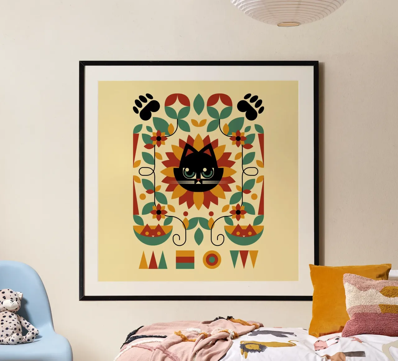 Bauhaus Spring Cat Sunflower poster da Tobe Fonseca