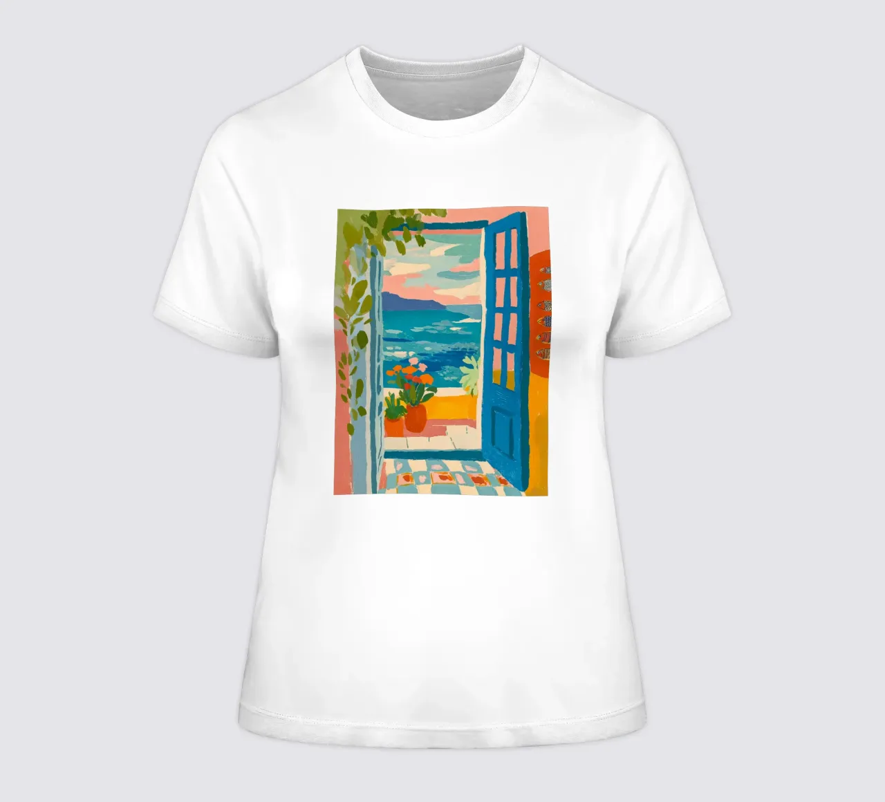 Holidays with a sea view women's fitted t-shirt by Carinaprint