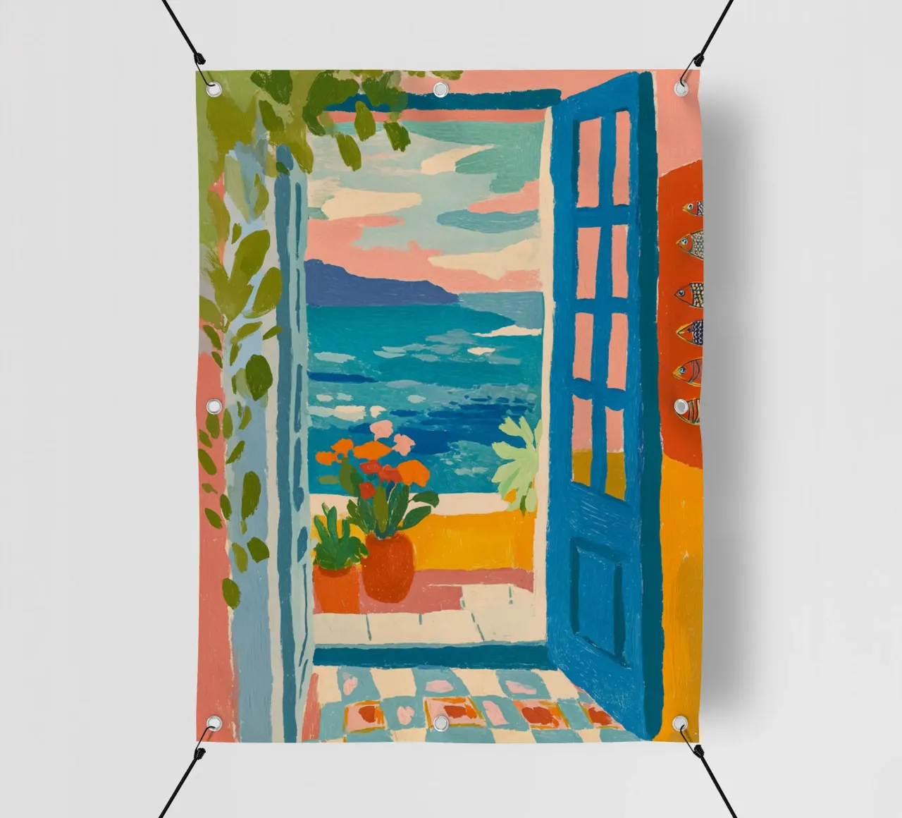 Vacanze con vista sul mare telo in pvc da Carinaprint