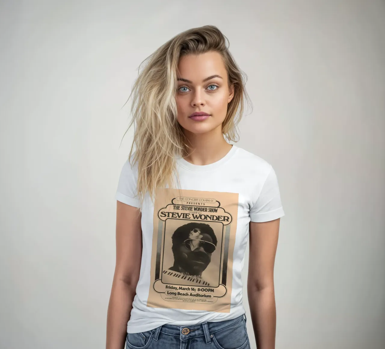 THE STEVIE WONDER SHOW STARRING STEVIE WONDER 1973 t-shirt da donna da DGUnder