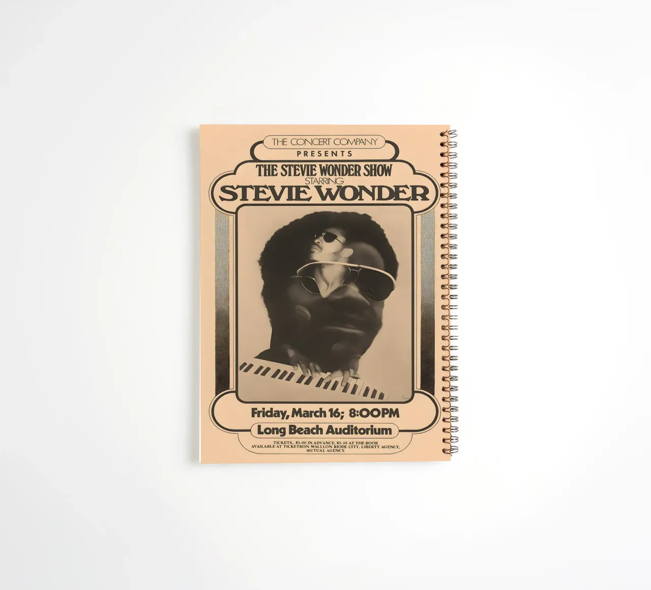 THE STEVIE WONDER SHOW STARRING STEVIE WONDER 1973 spiral notebook by DGUnder