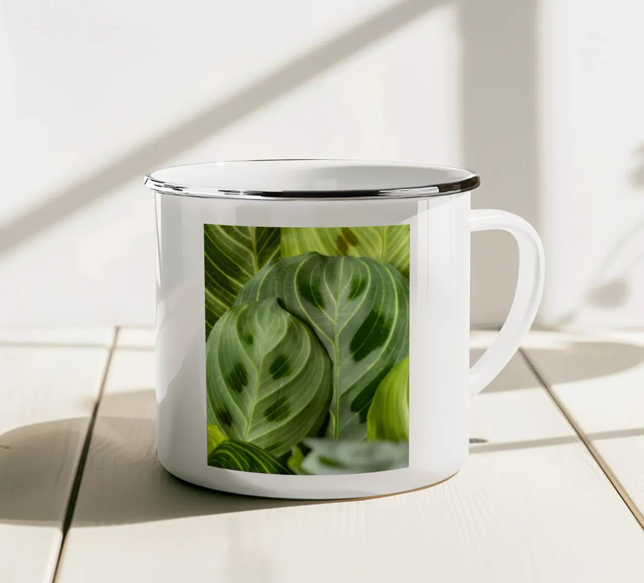 leaves greenery enamel mug by Earthly Visions