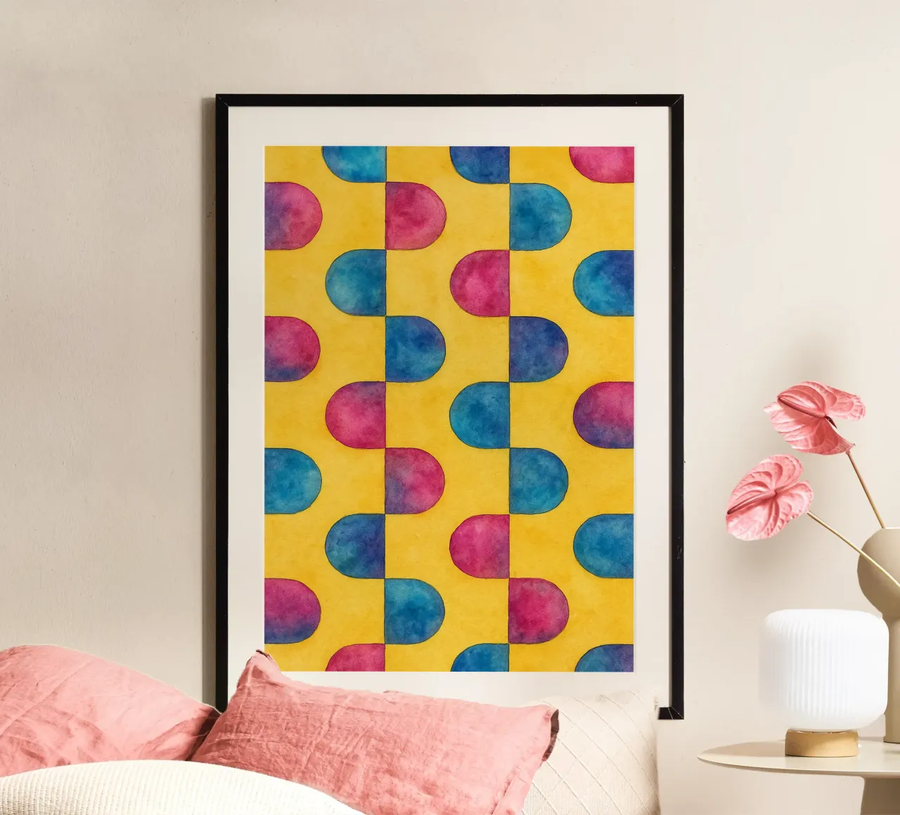 disegno astratto ilustrazione poster con telaio in legno da Permatax