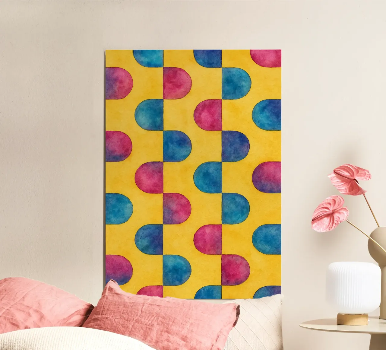 disegno astratto ilustrazione poster con telaio in legno da Permatax