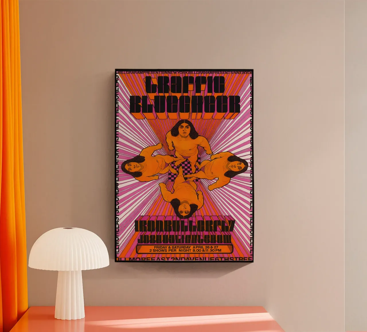 Traffic Concert Poster 1968 Blue Cheer Vintage Fillmore acrylic glass by DGUnder