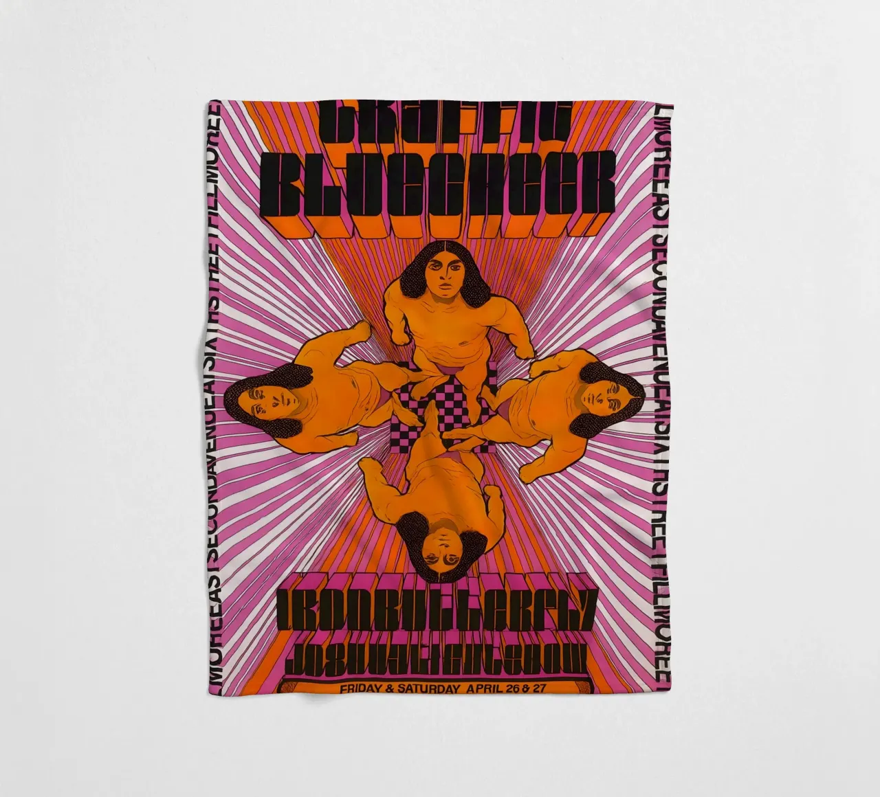 Traffic Concert Poster 1968 Blue Cheer Vintage Fillmore fleece blanket by DGUnder