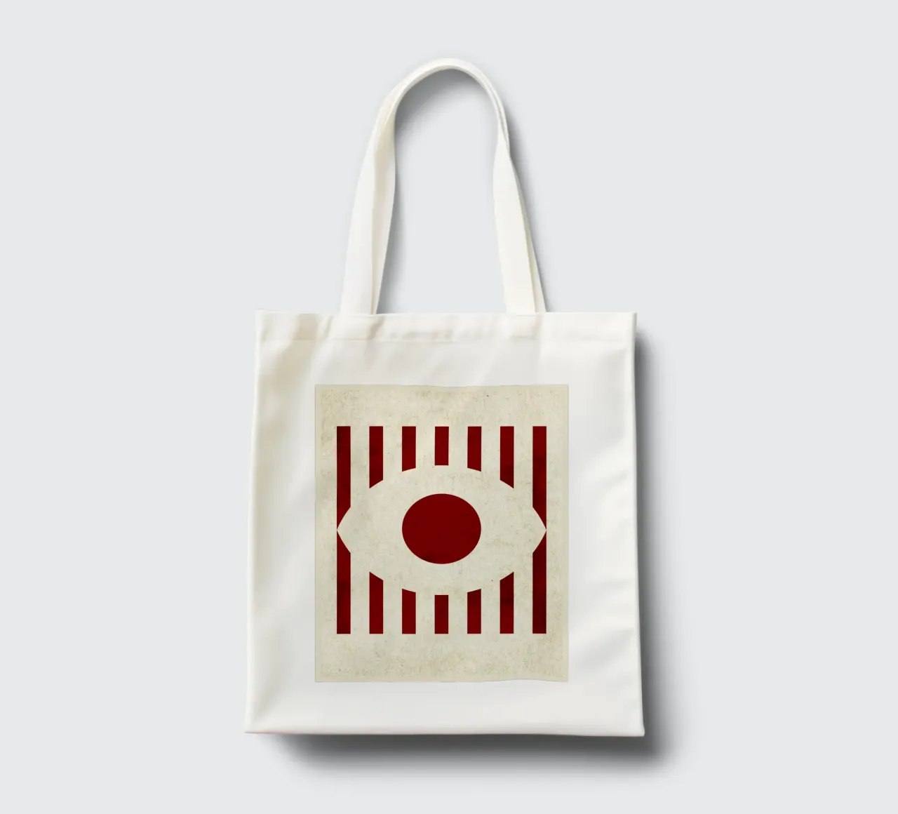 Design minimalista degli occhi con strisce rosse borsa in juta da Jason Studio