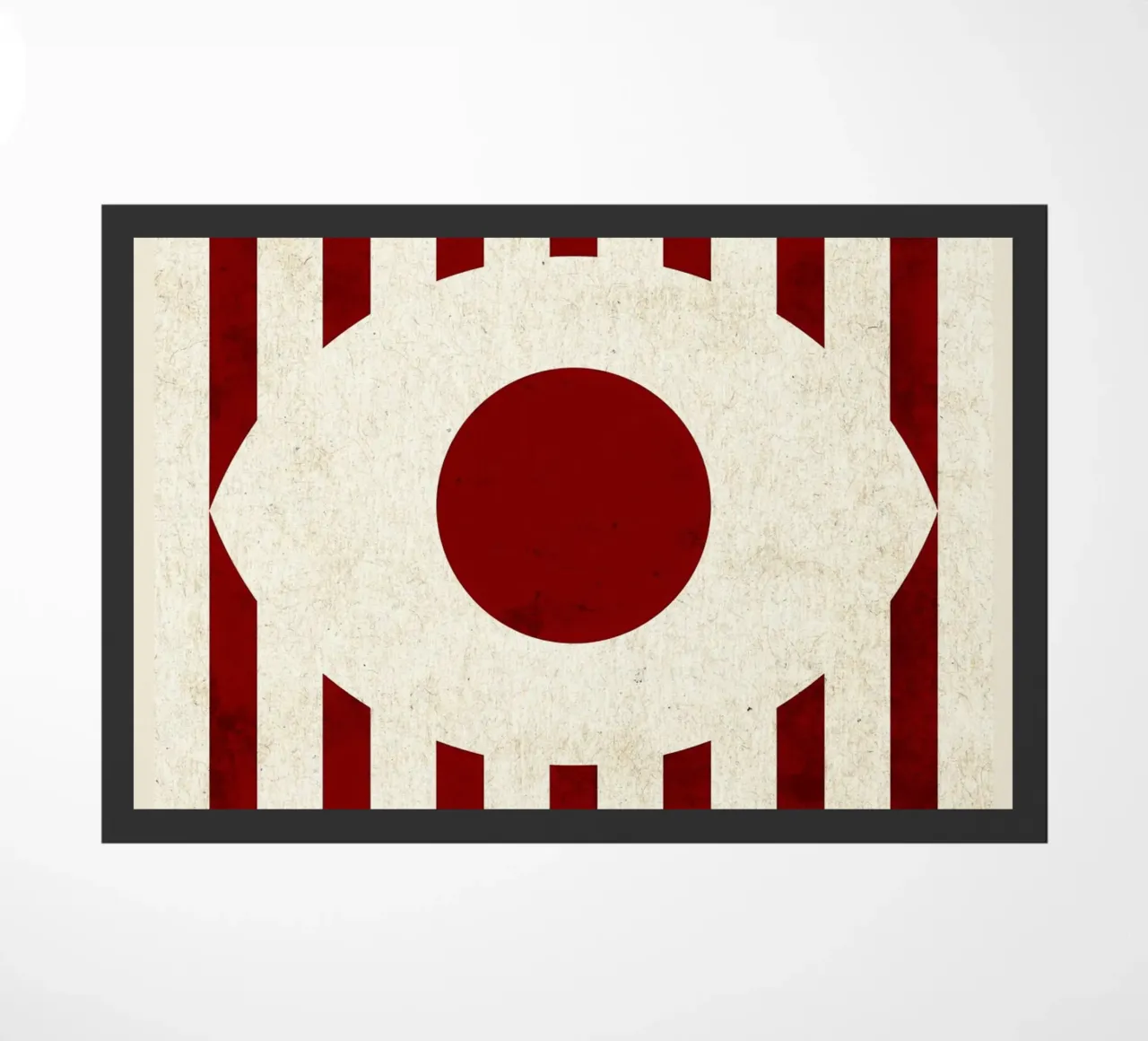 Design minimalista degli occhi con strisce rosse zerbino da Jason Studio