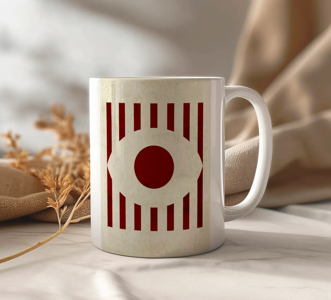 Design minimalista degli occhi con strisce rosse tazza in ceramica da Jason Studio