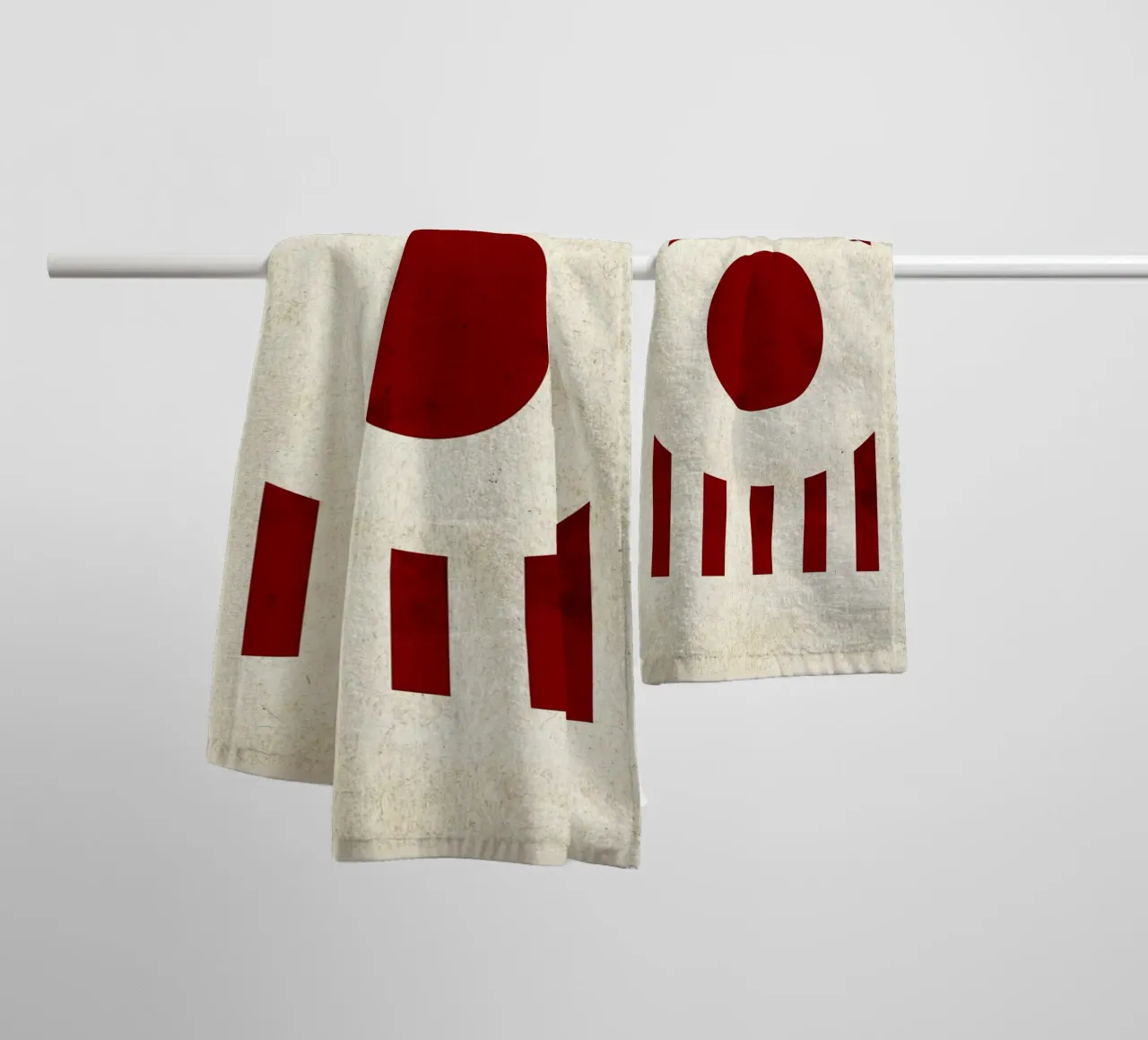 Design minimalista degli occhi con strisce rosse asciugamano da bagno da Jason Studio