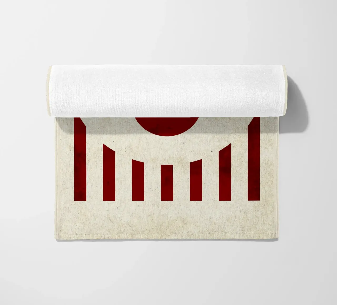 Design minimalista degli occhi con strisce rosse telo mare da Jason Studio