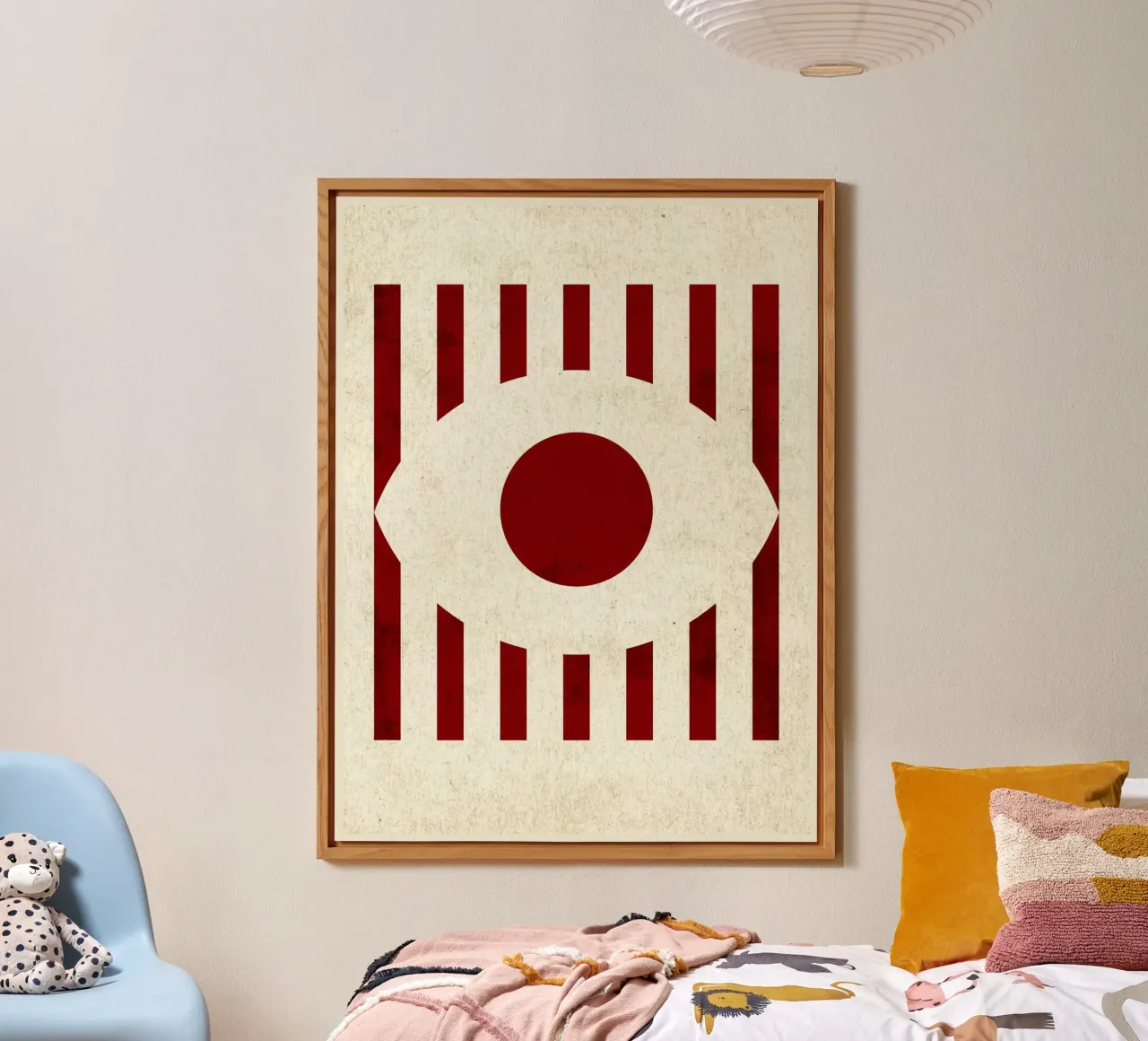 Design minimalista degli occhi con strisce rosse alluminio dibond da Jason Studio
