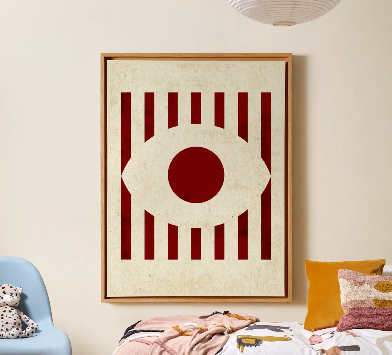 Design minimalista degli occhi con strisce rosse tela da Jason Studio