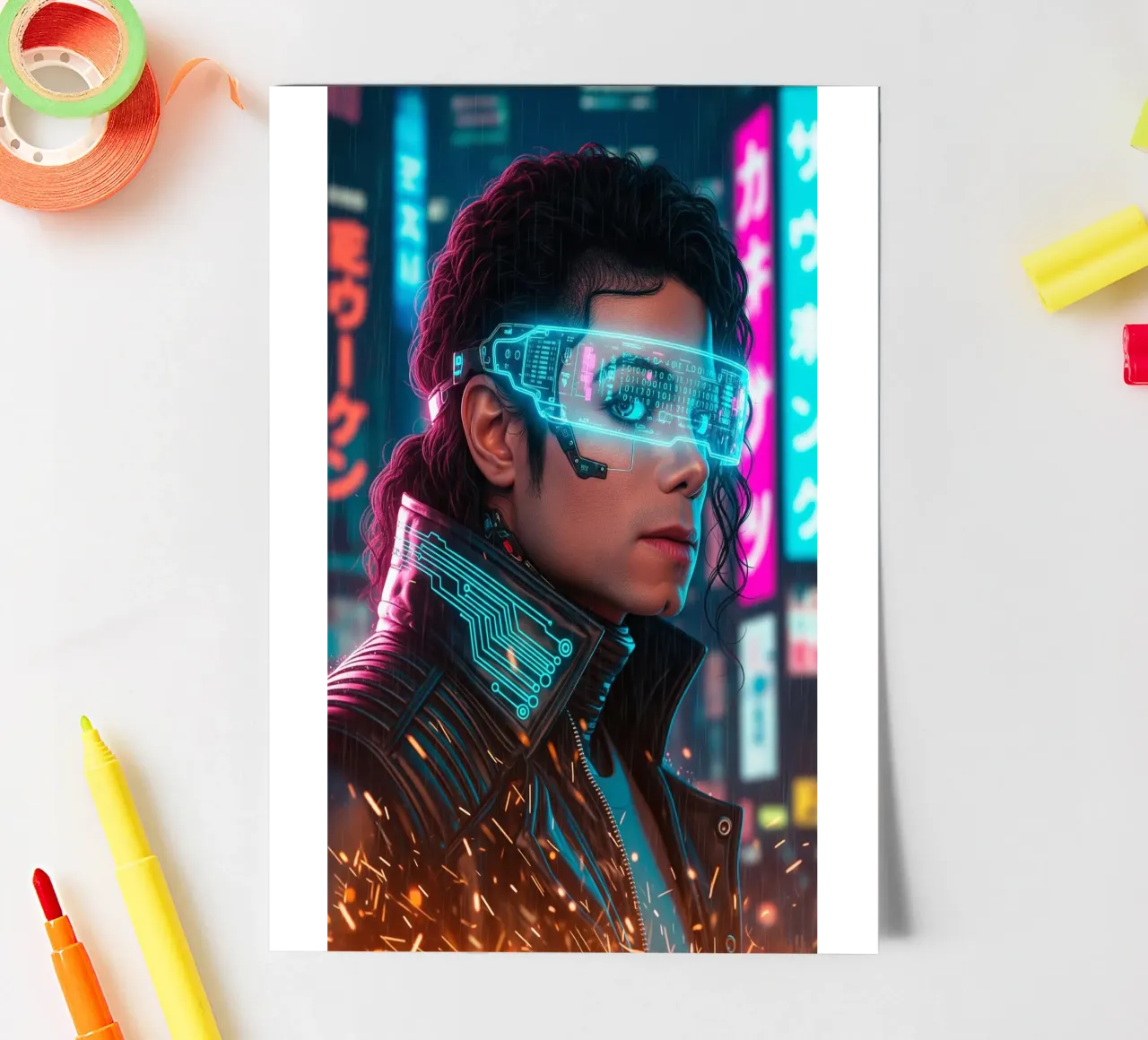 Michael Jackson - Cyber Punk art (2) sticker sheet by Lembayung art