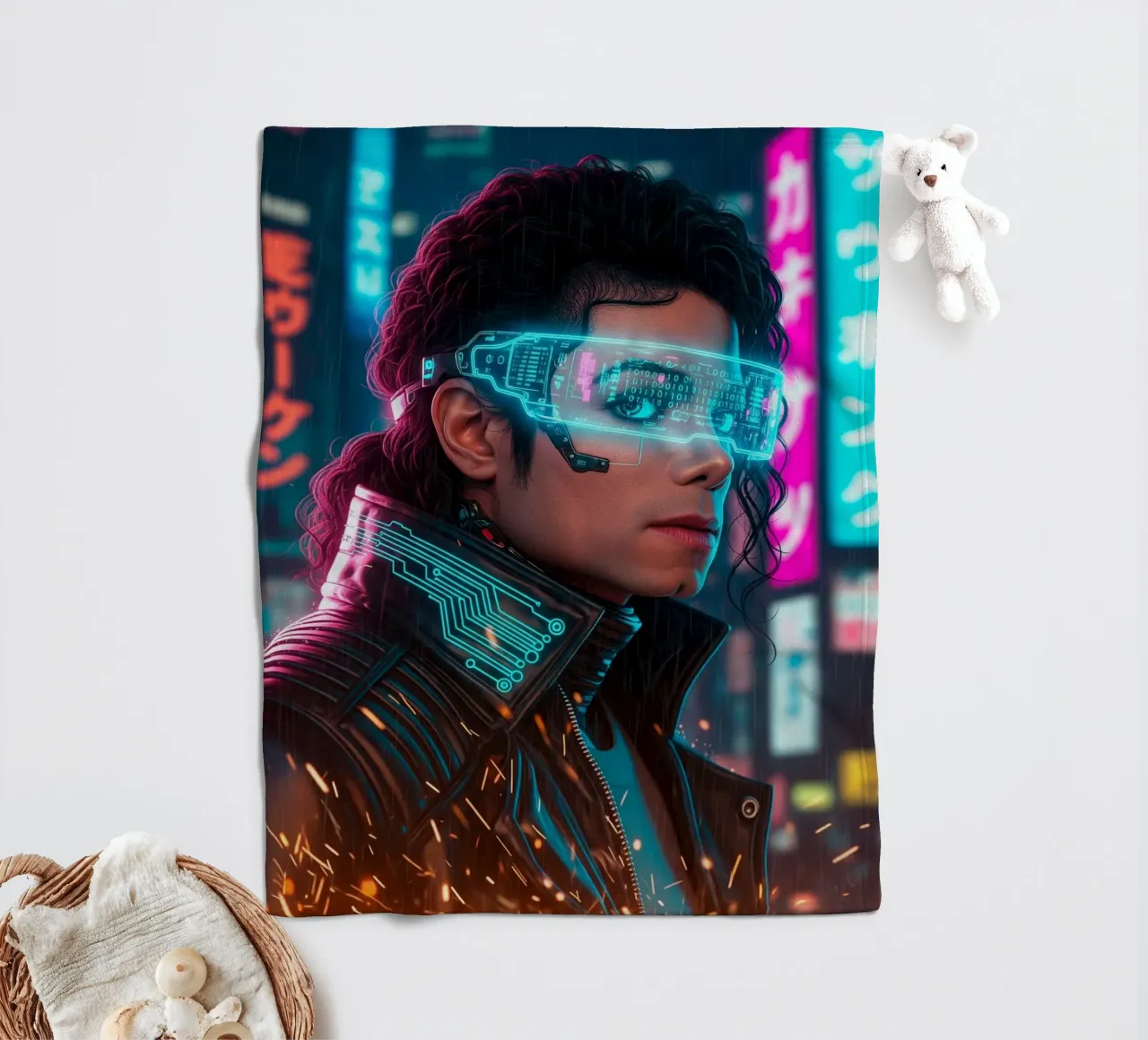 Michael Jackson - Cyber Punk art (2) coperta in pile da Lembayung art