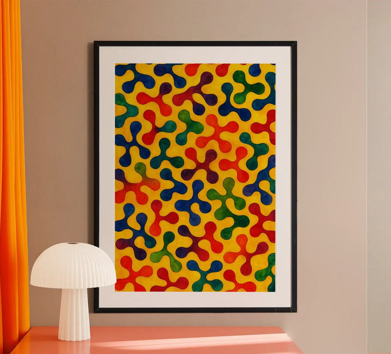 linea astratta di illustrazione pittorica poster con telaio in legno da Permatax