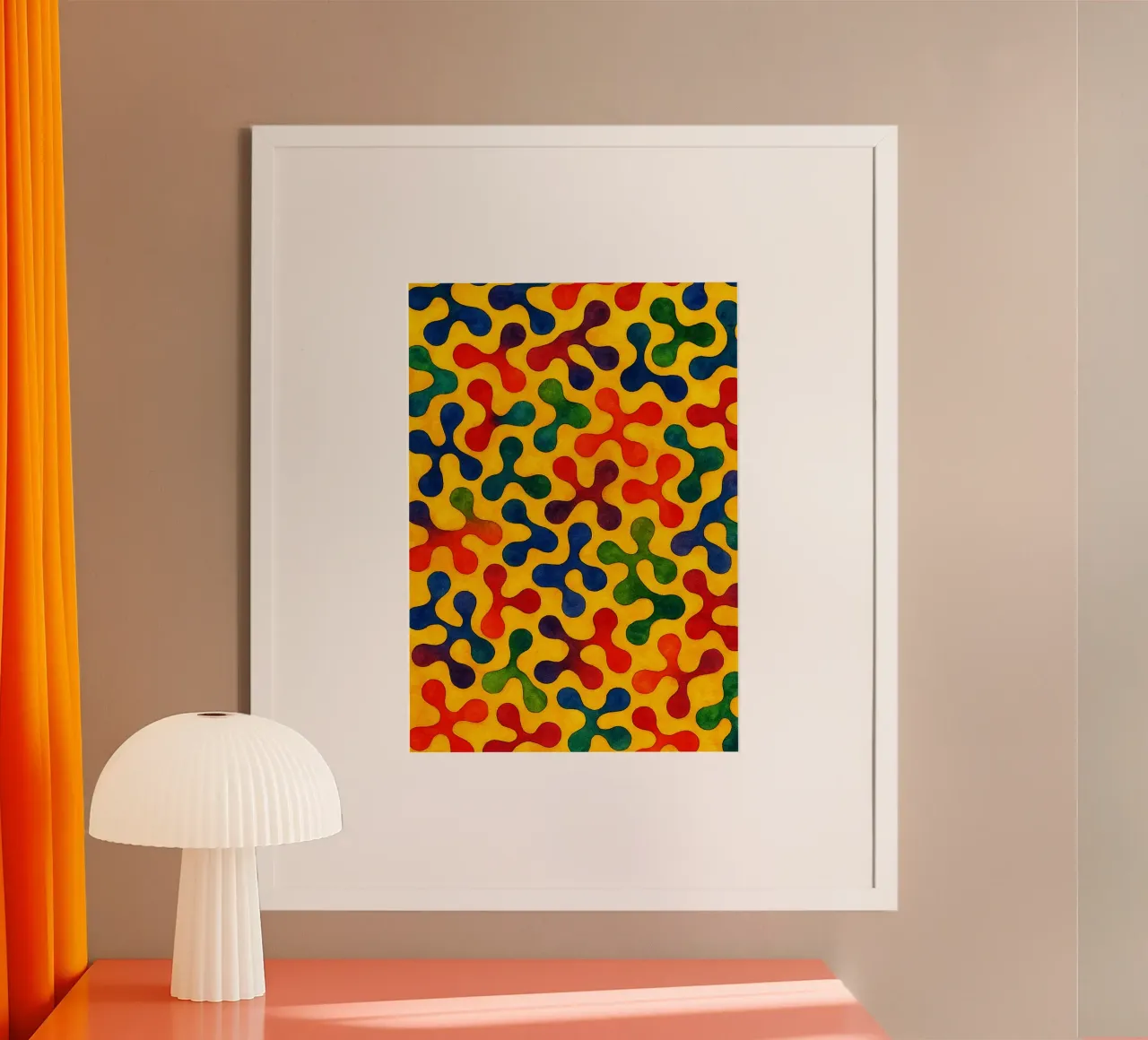 linea astratta di illustrazione pittorica poster con telaio in legno da Permatax