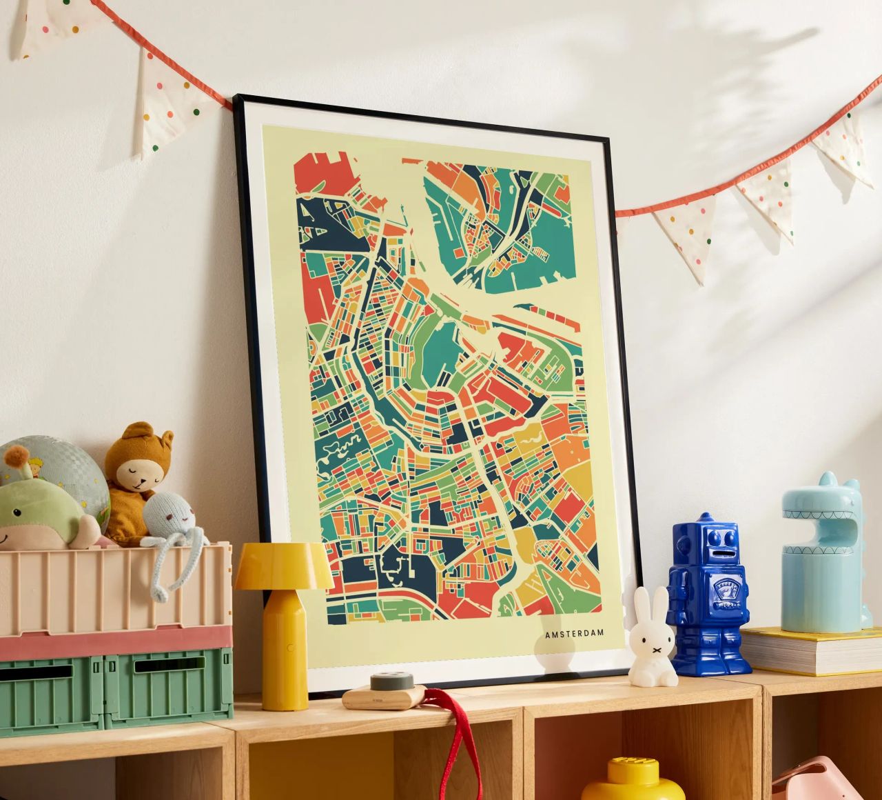 Mappa retrò colorata di Amsterdam poster da neatmaps.co
