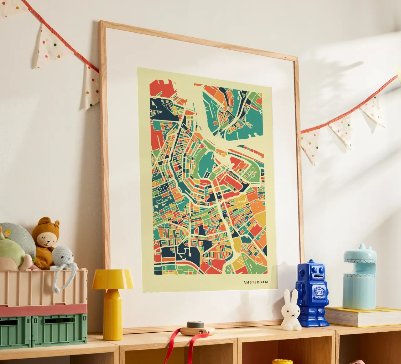 Mappa retrò colorata di Amsterdam poster da neatmaps.co