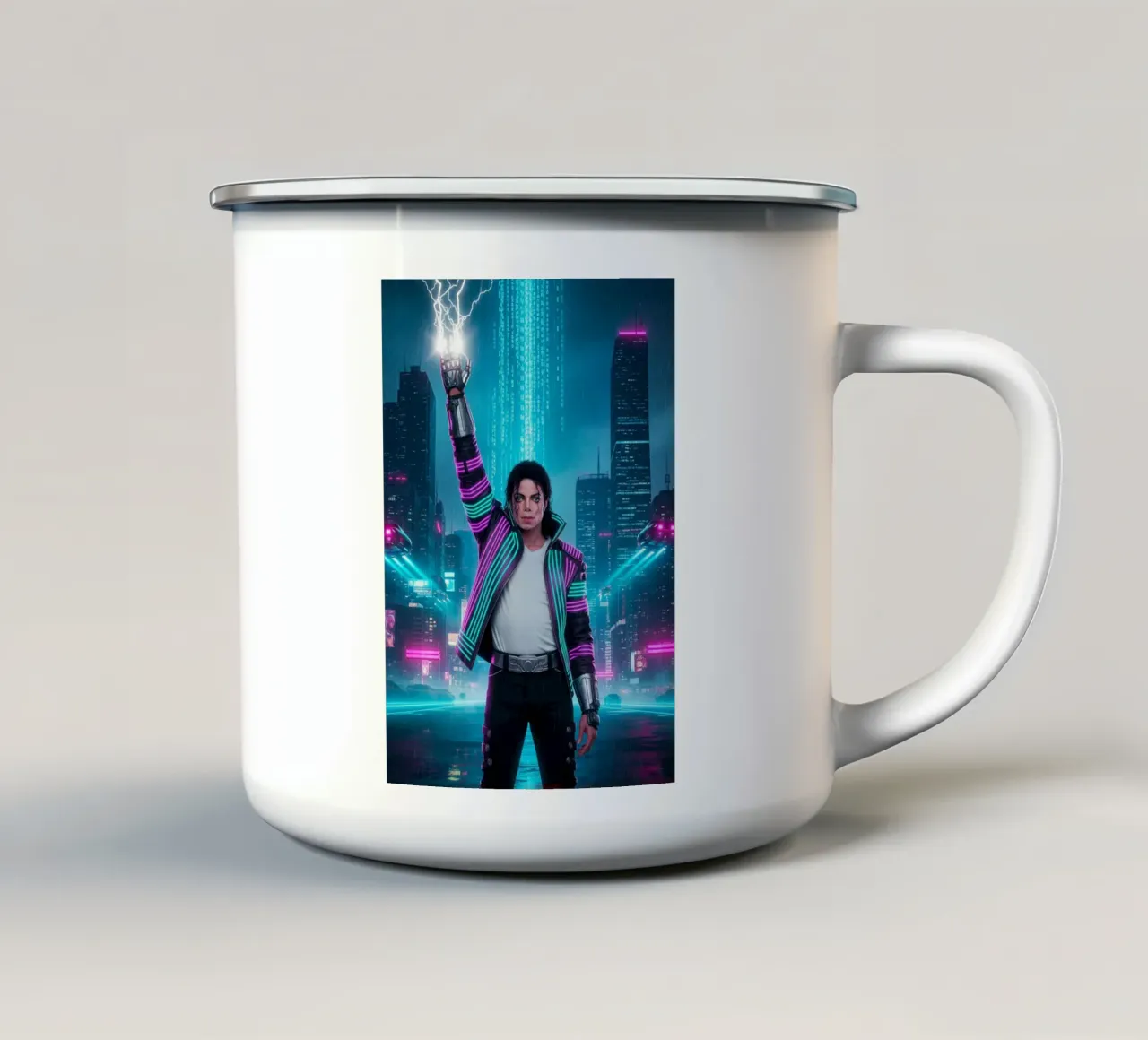 Michael Jackson - Cyber Punk art style (3) tazza in smalto da Lembayung art