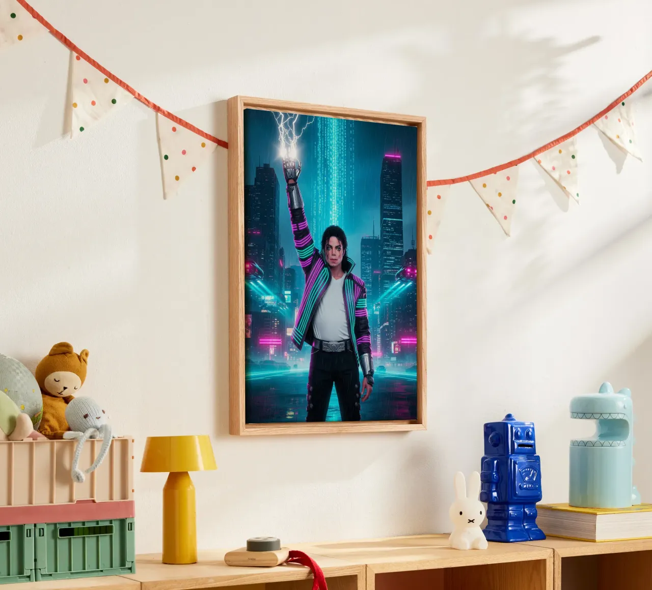 Michael Jackson - Cyber Punk art style (3) tela con Cornice a cassetta da Lembayung art