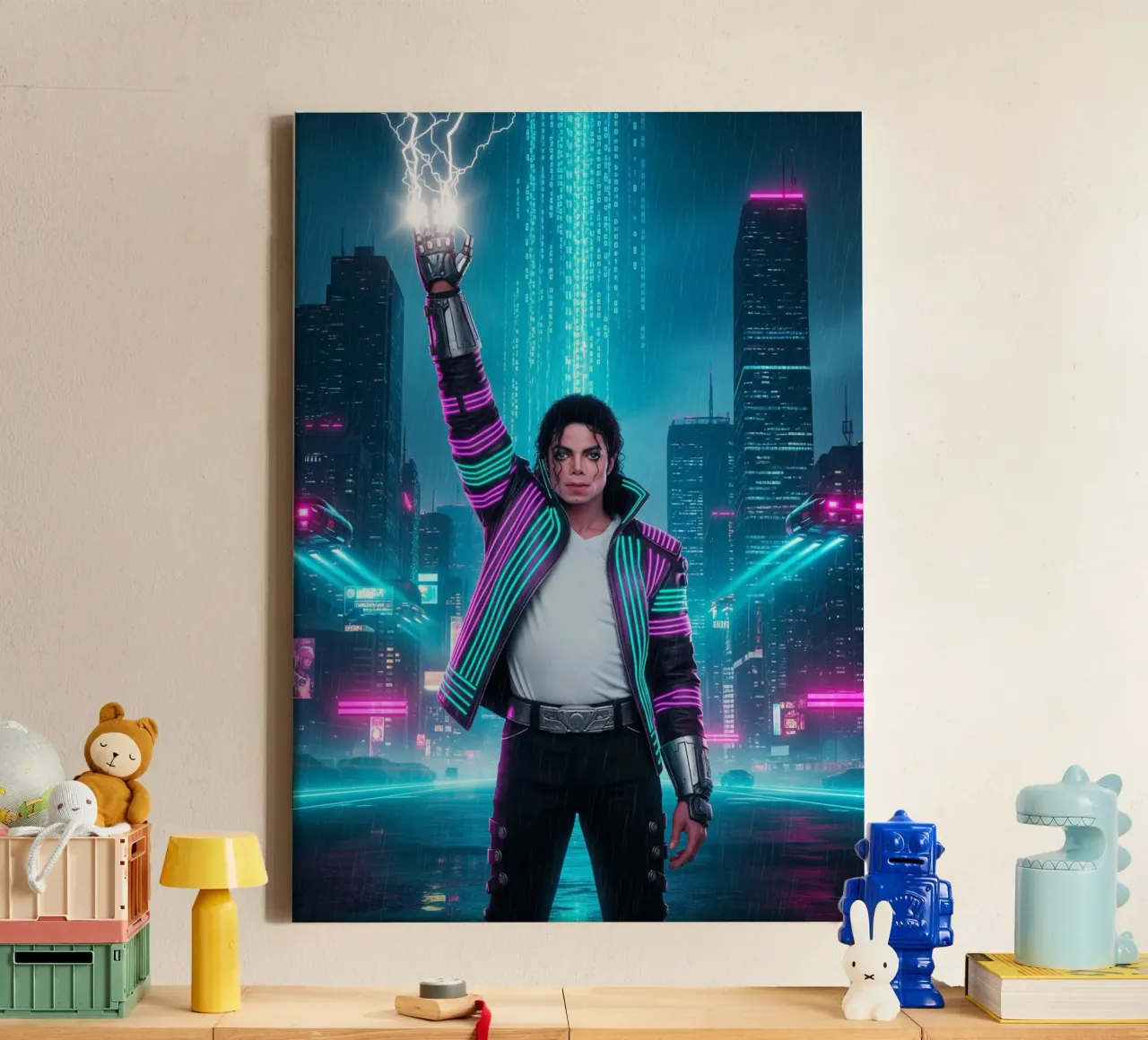 Michael Jackson - Cyber Punk art style (3) tela con Cornice a cassetta da Lembayung art