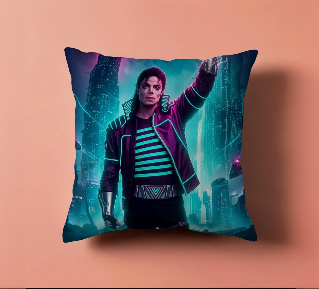 Michael Jackson - Cyber Punk art style (4) cuscino da Lembayung art