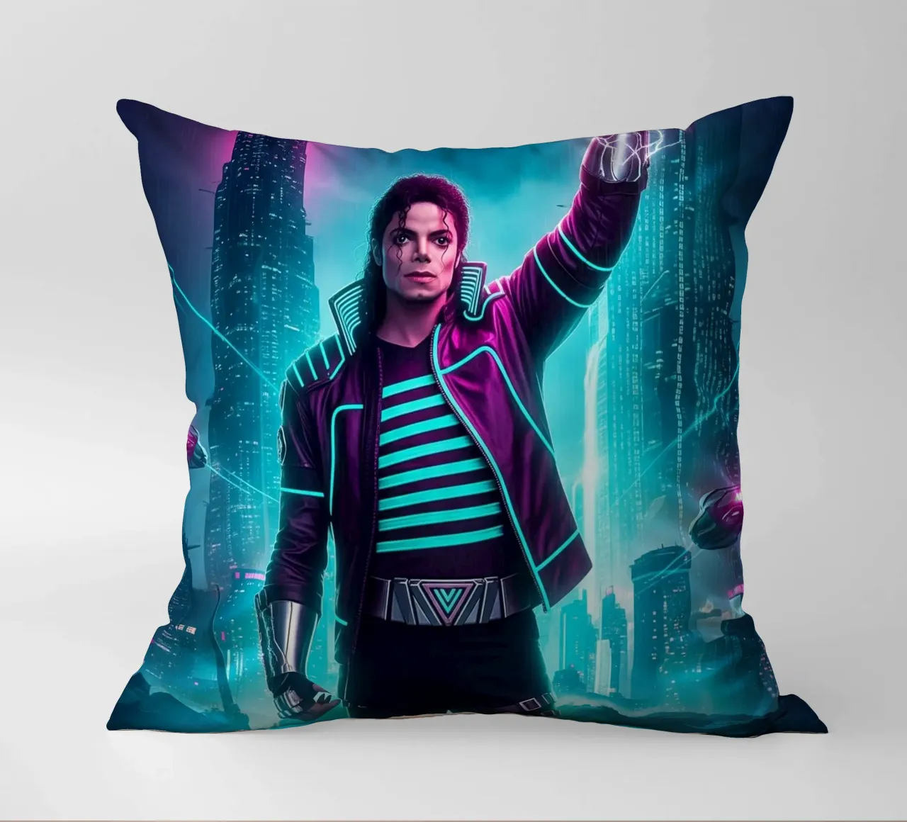 Michael Jackson - Cyber Punk art style (4) cuscino da Lembayung art