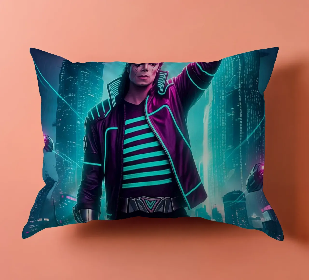 Michael Jackson - Cyber Punk art style (4) cuscino da Lembayung art