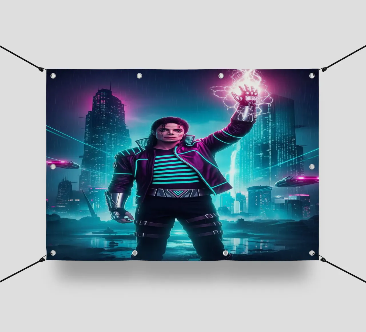 Michael Jackson - Cyber Punk art style (4) telo in pvc da Lembayung art