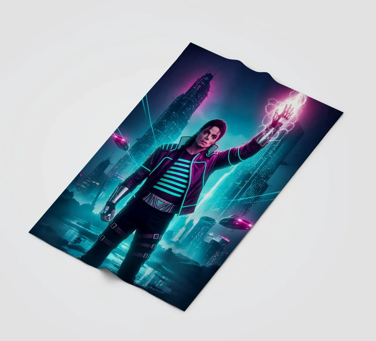 Michael Jackson - Cyber Punk art style (4) coperta in pile da Lembayung art