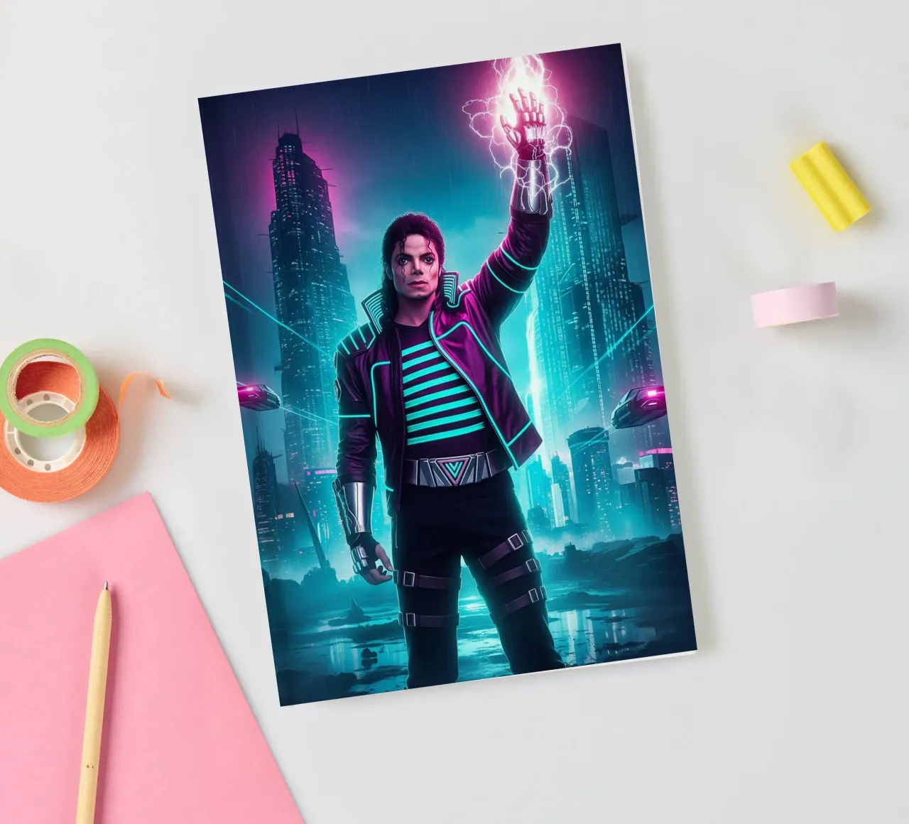 Michael Jackson - Cyber Punk art style (4) notebook by Lembayung art
