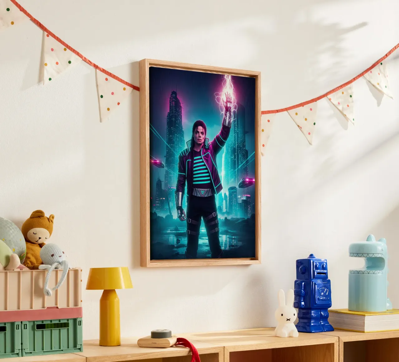 Michael Jackson - Cyber Punk art style (4) canvas with Floater frame by Lembayung art