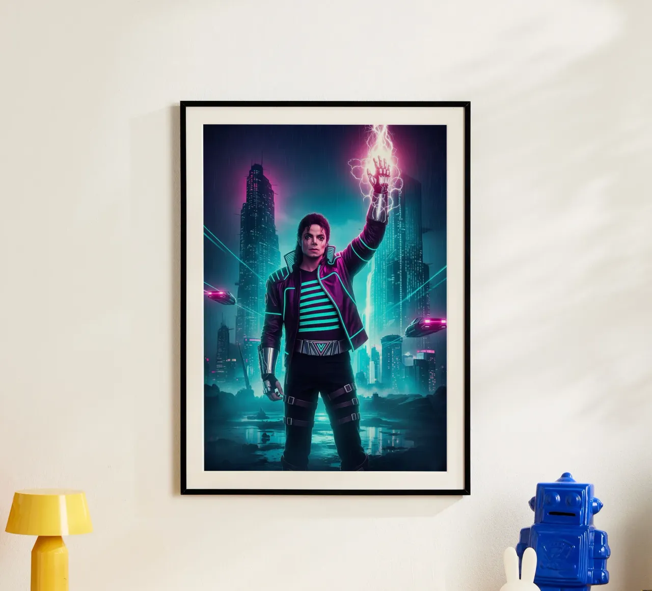 Michael Jackson - Cyber Punk art style (4) poster con telaio in alluminio da Lembayung art