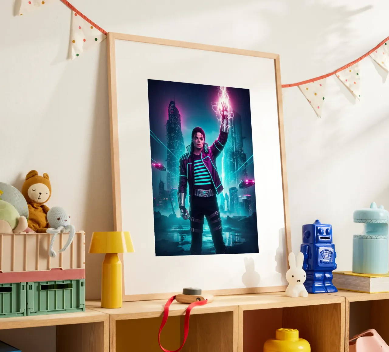 Michael Jackson - Cyber Punk art style (4) poster con telaio in alluminio da Lembayung art