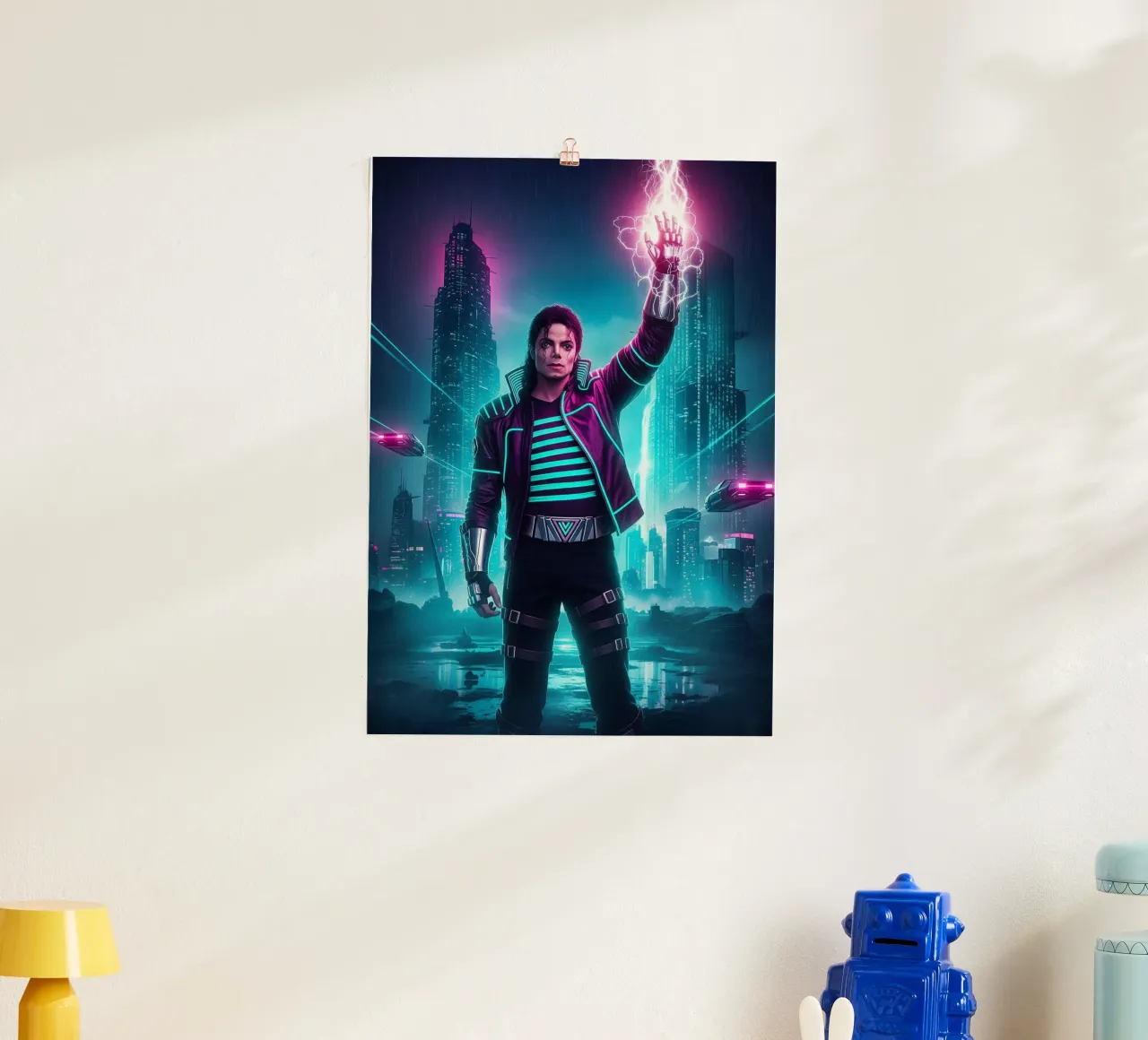Michael Jackson - Cyber Punk art style (4) poster con telaio in alluminio da Lembayung art