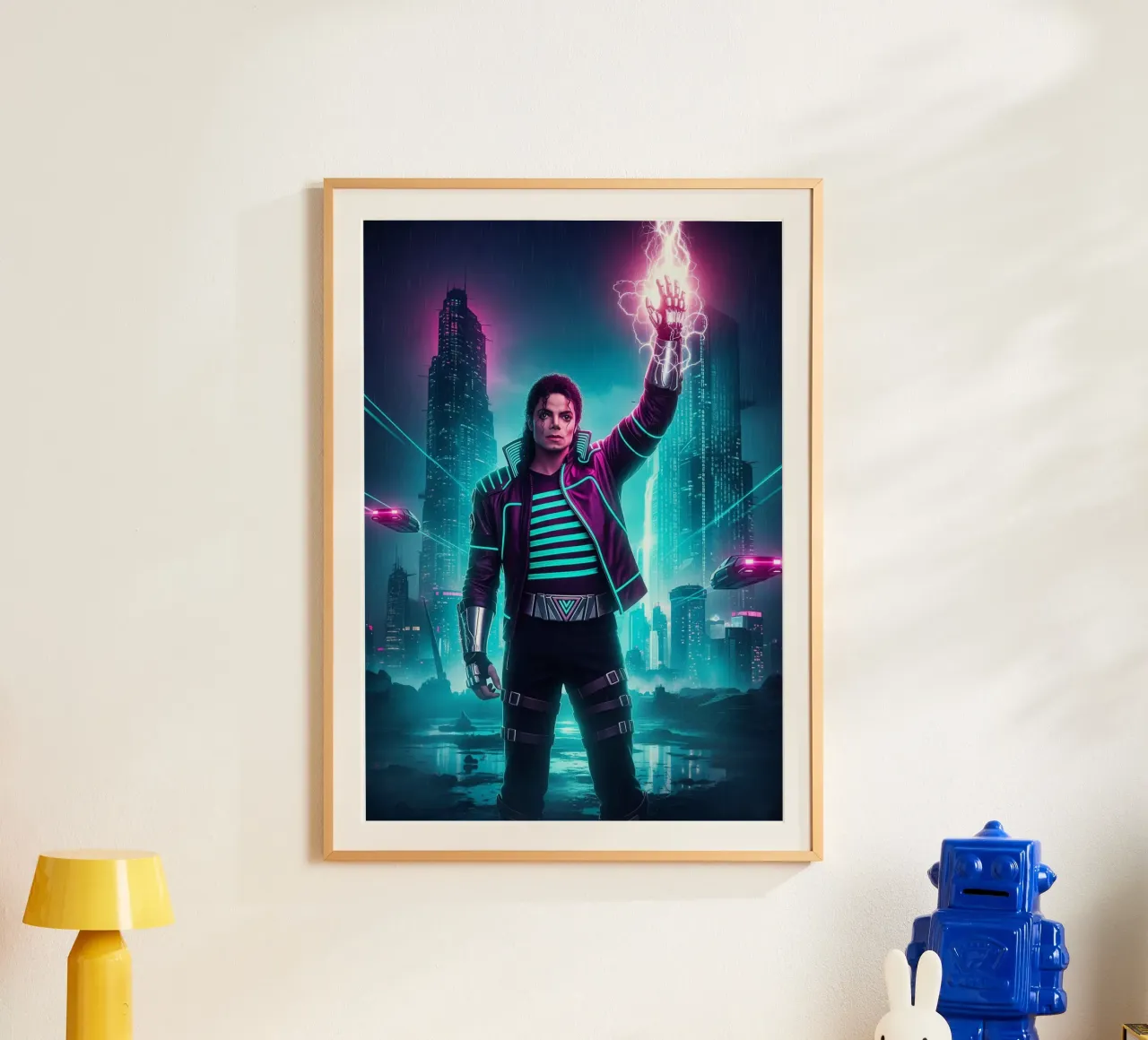 Michael Jackson - Cyber Punk art style (4) poster con telaio in alluminio da Lembayung art