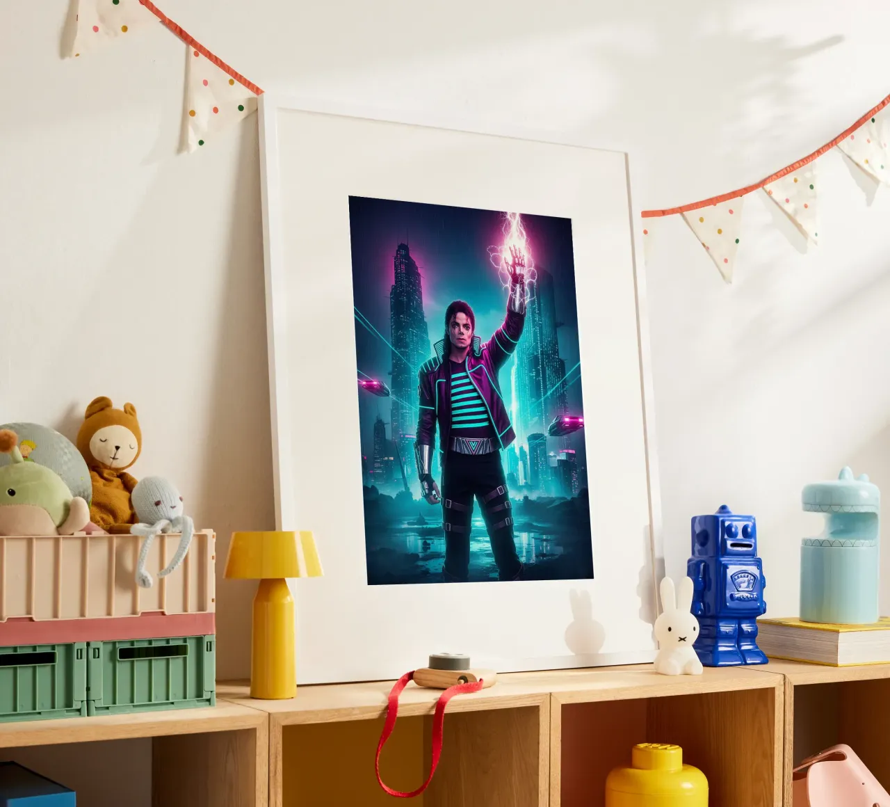 Michael Jackson - Cyber Punk art style (4) poster con telaio in alluminio da Lembayung art