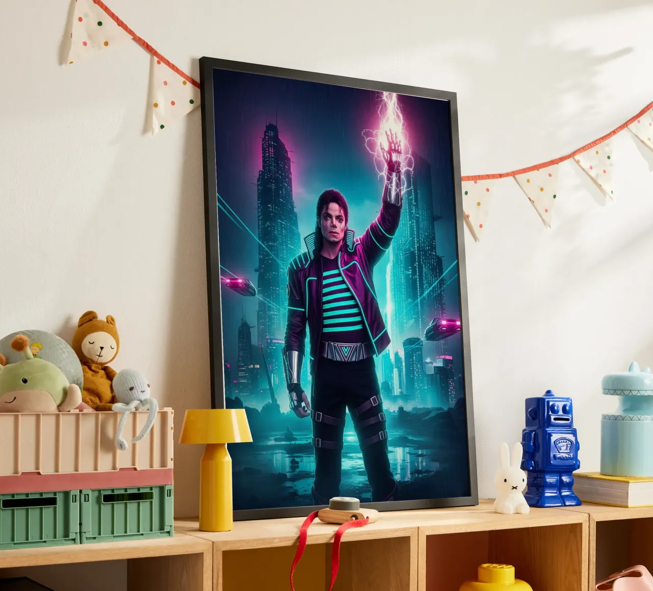 Michael Jackson - Cyber Punk art style (4) poster con telaio in alluminio da Lembayung art
