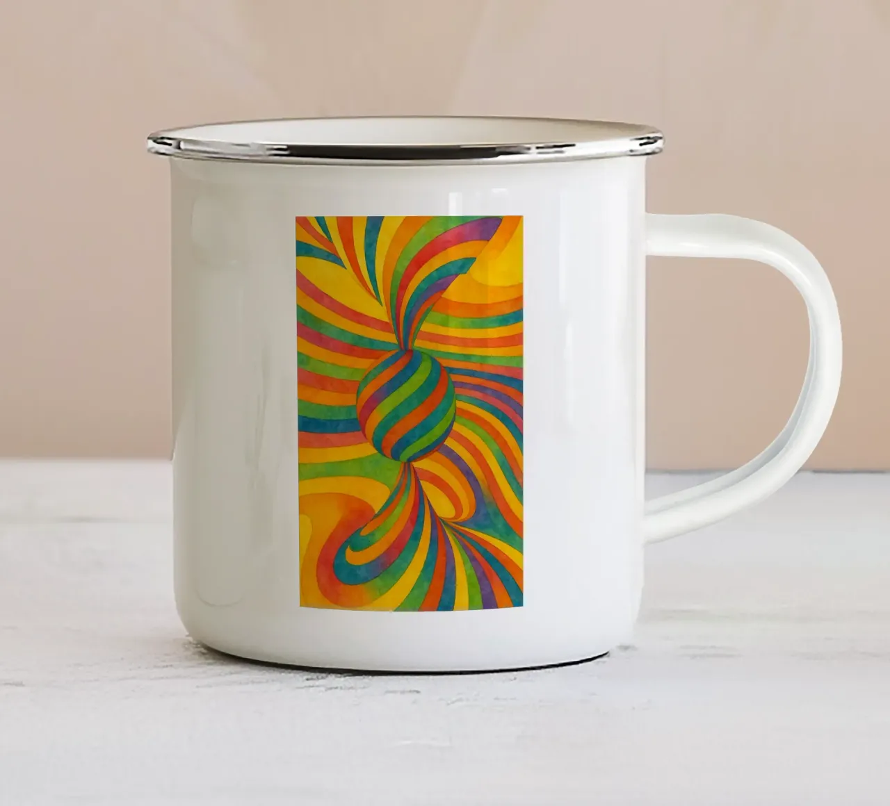 palla circolare disegno astratto ilustrazione tazza in smalto da Permatax