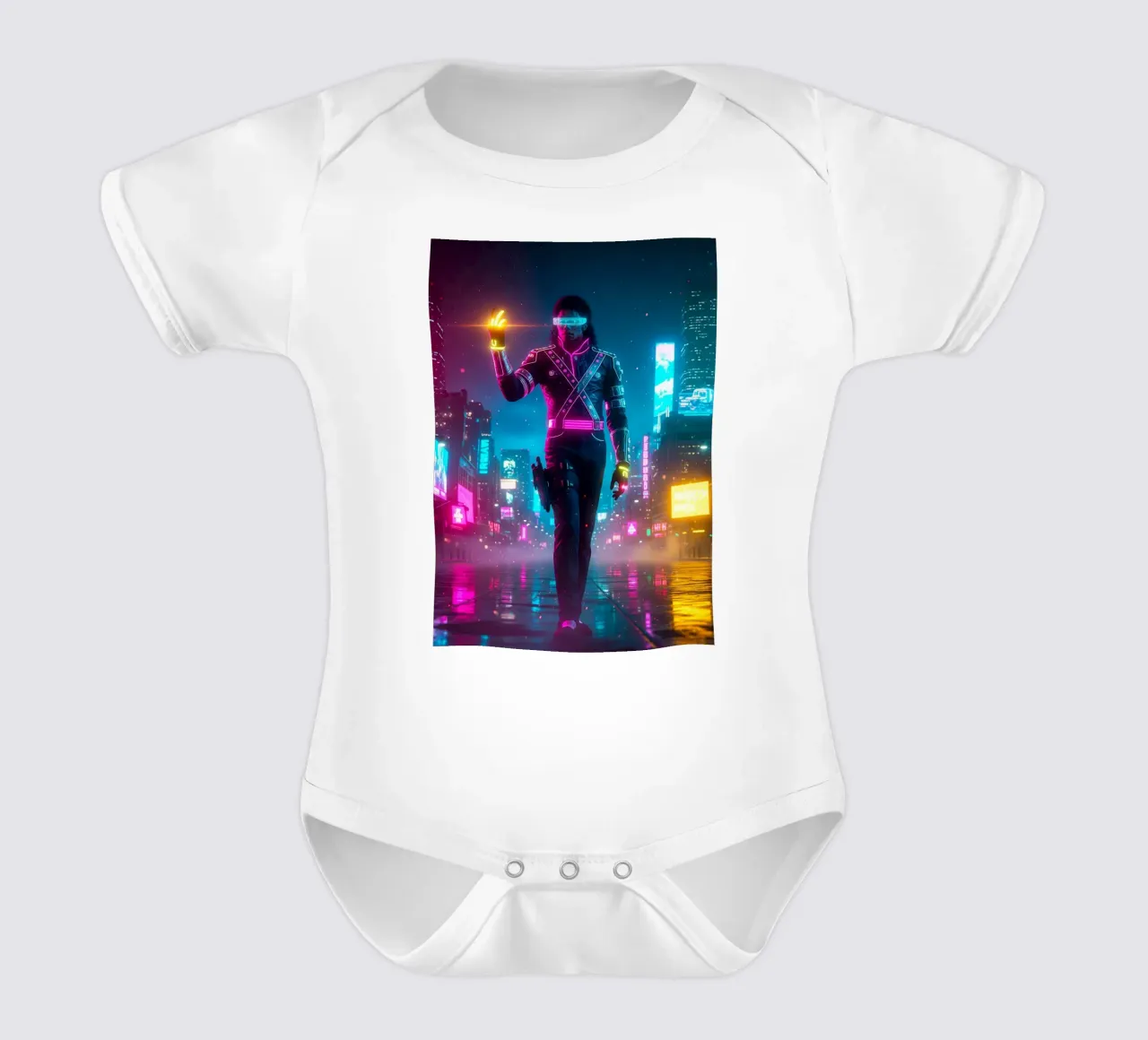 Michael Jackson - Cyber Punk art style (5) body neonato maniche corte da Lembayung art