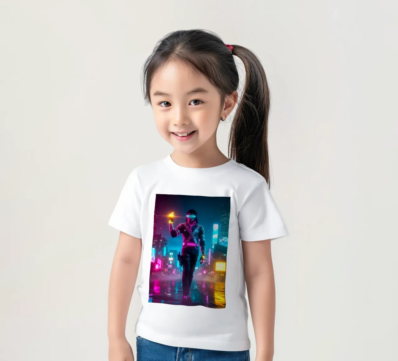 Michael Jackson - Cyber Punk art style (5) kids t-shirt by Lembayung art