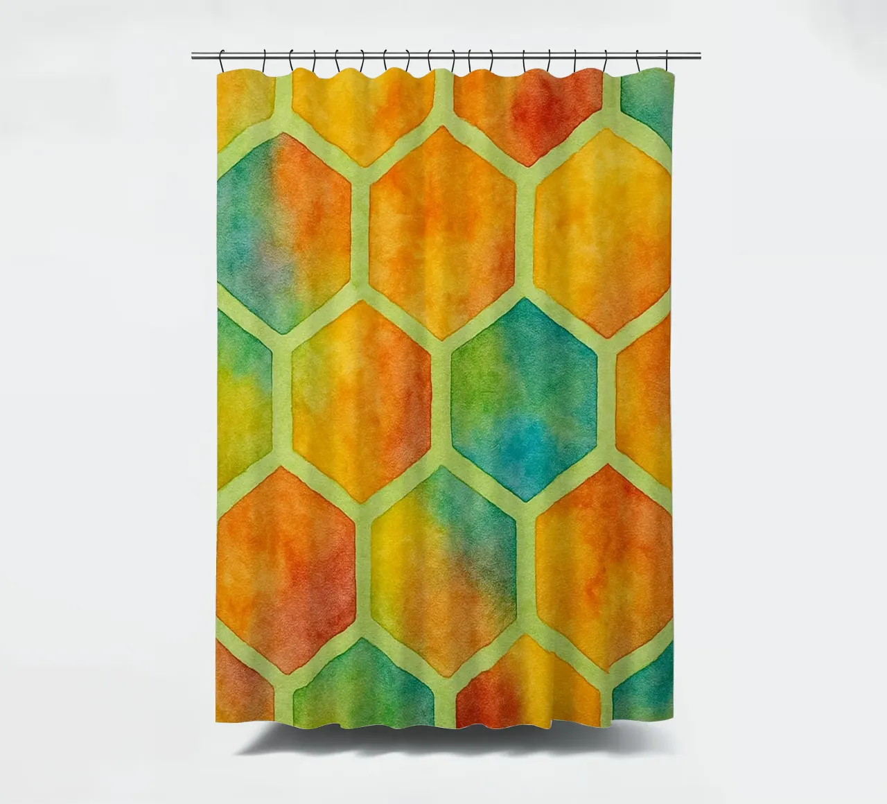 bee hive abstract drawing ilustration shower curtain by Permatax