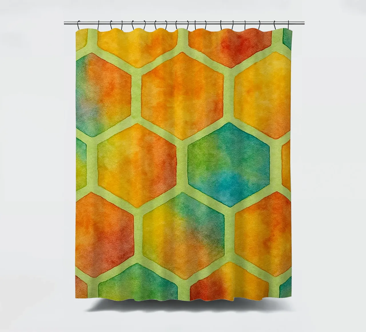 bee hive abstract drawing ilustration shower curtain by Permatax